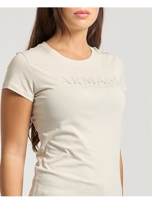 AX women's T-shirt with rhinestone logo ARMANI EXCHANGE | XW001351-AF17172U1094